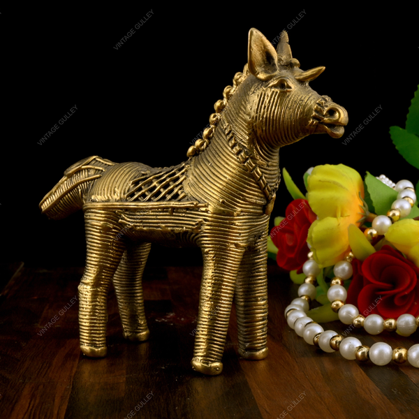 Brass Dhokra Medium Horse
