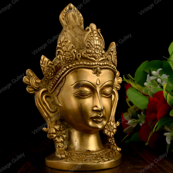 Brass Tara Devi Head for Home Decor