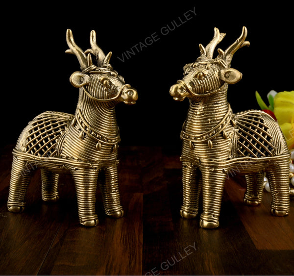 Brass Dhokra Medium Deer - Set of 2