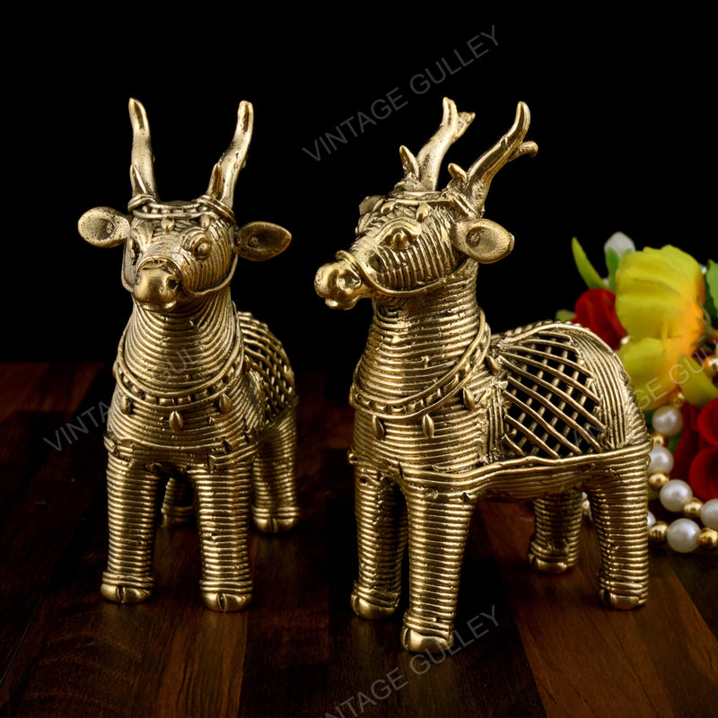 Brass Dhokra Medium Deer - Set of 2