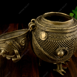Handmade Brass Dhokra Owl Box Showpiece