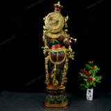Brass Lord Krishna Idol Statue with Stonework - 30 Inches