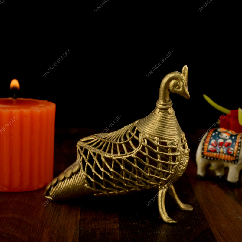 Brass Dhokra Net Peacock