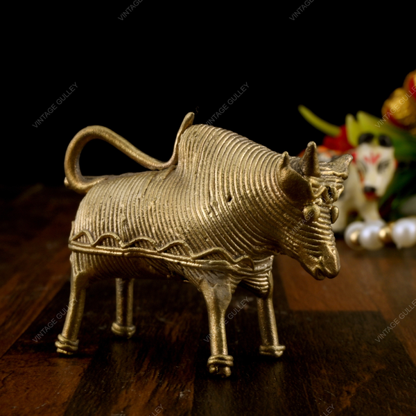Brass Dhokra Miniature Bull Showpiece
