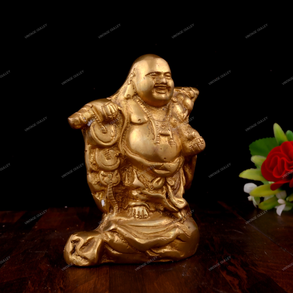 Brass Laughing Buddha Idol