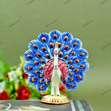 Metal Dancing Peacock Figurine - Blue