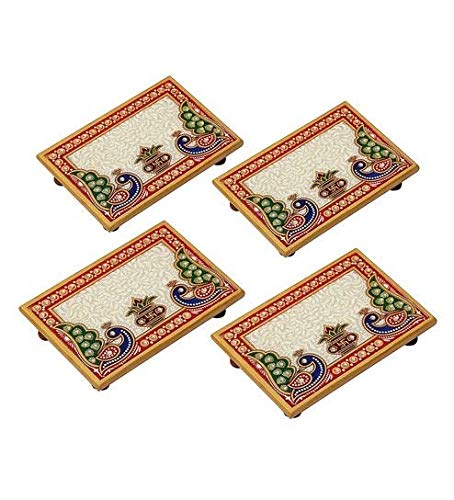 Marble Chowki - Set of 4 - Vintage Gulley