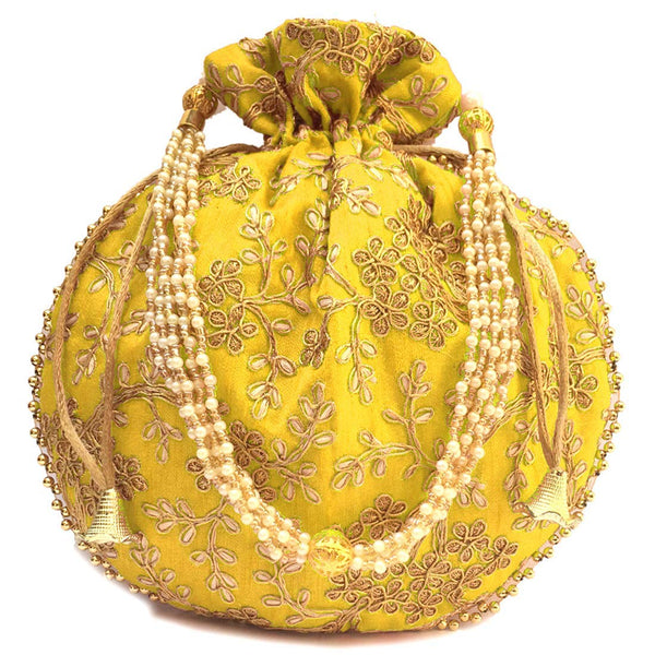 Women's Ethnic Rajasthani Potli Bag - Set of 2 - Pink and Yellow - Vintage Gulley