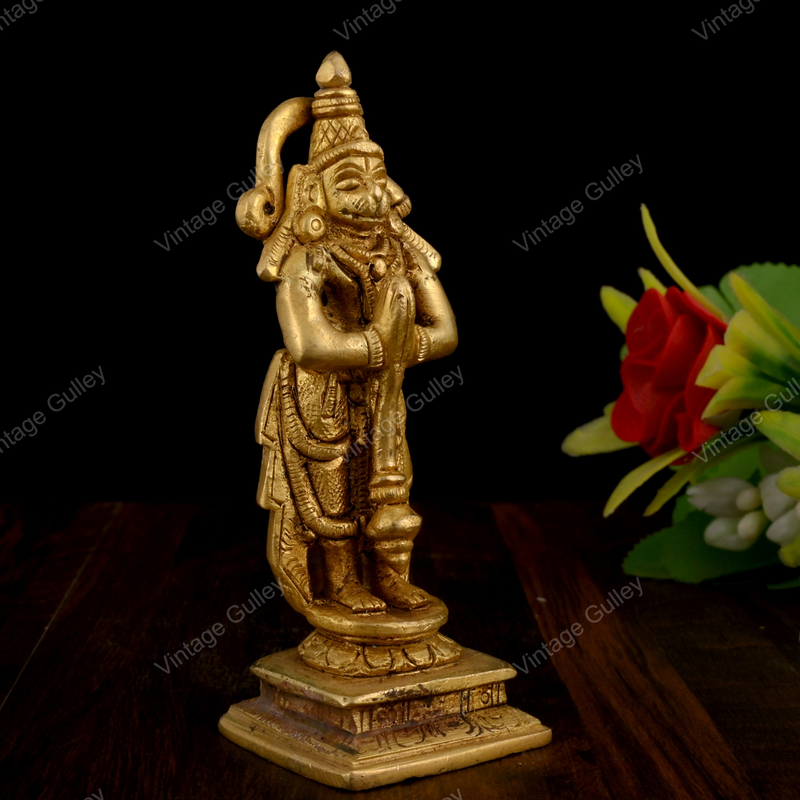 Brass Hanuman for Pooja and Home Decorative - 4 INCHES