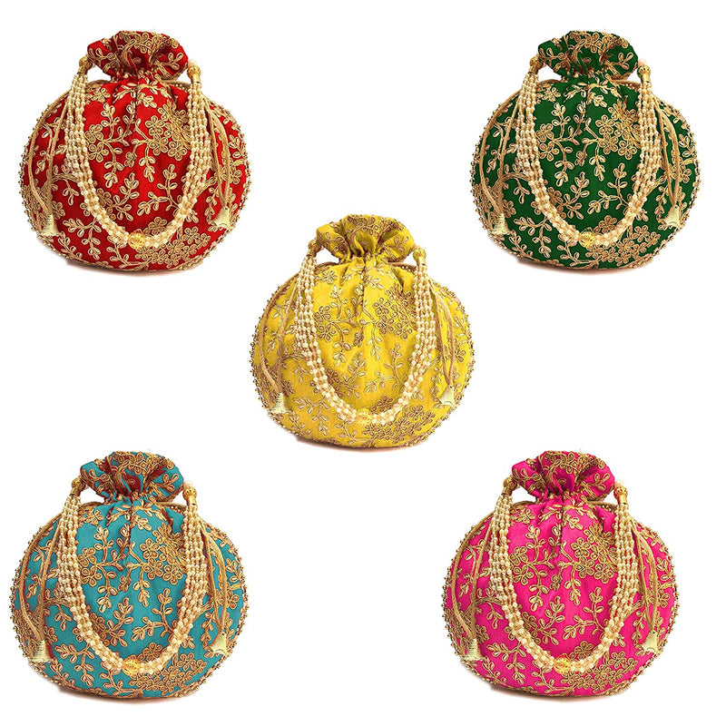 Women's Ethnic Rajasthani Potli Bag - Set of 5 - Vintage Gulley