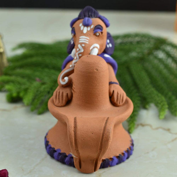 Terracotta Handpainted Shivling Ganesha - Purple - Vintage Gulley