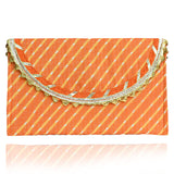 Traditional Rajasthani Gota Fabric Envelope Purse For Women - Orange - Vintage Gulley