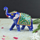 Meenakari Royal Blue Elephant - Green - Vintage Gulley