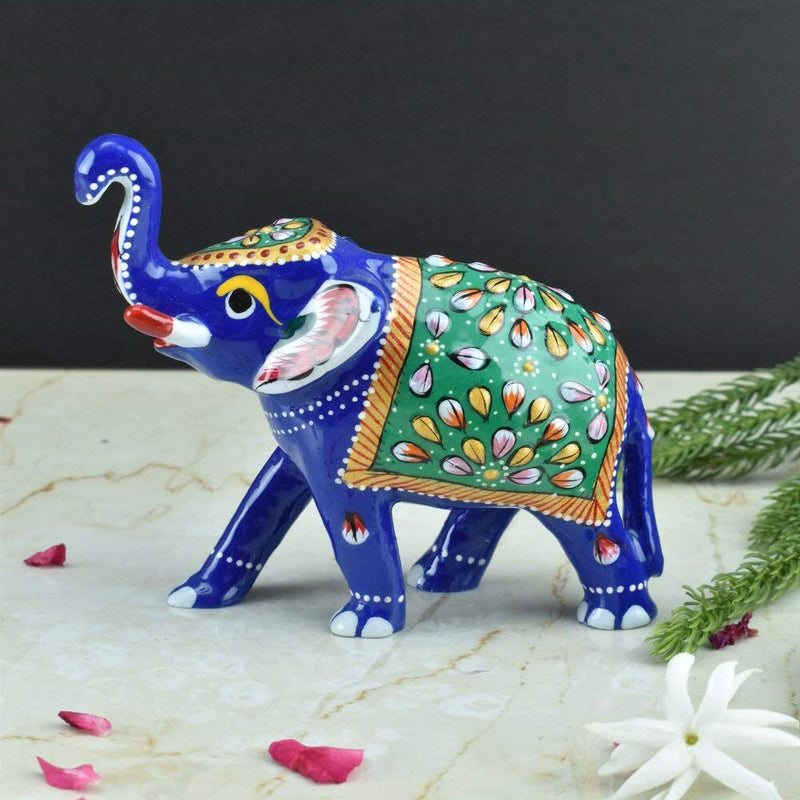 Meenakari Royal Blue Elephant - Green - Vintage Gulley