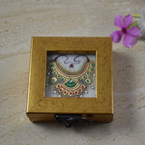 Wood Handcrafted Marble Tile Coin Shagun Box - Gold Foil Work - 22 Carat - Vintage Gulley