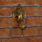 Brass Lord Ganesha Hanging with Diya and Bell - Vintage Gulley