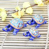 Metal Meenakari Tortoise Multicolored for Home Decorative Showpiece Office Decorative (Blue) - Vintage Gulley