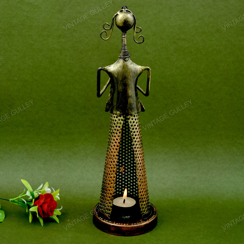 Wrought Iron Lady Musician Figure