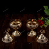 Brass Round Goblet Akhand Diya - Set of 2