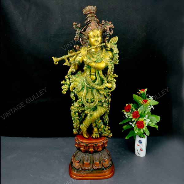 Brass Lord Krishna Idol Statue - 30 Inches