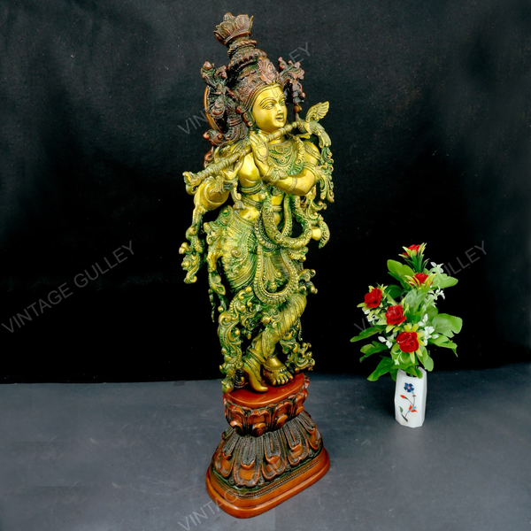 Brass Krishna  Radha Krishna Idol Online - Vintage Gulley