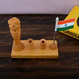 Wooden Pencil Pen Holder with Indian Flag