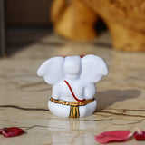 Enameled Metal Appu Ganesha Idol - 2.5 Inches - White & Red - Vintage Gulley