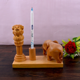 Wooden Carved Elephant Pencil & Pen Holder