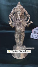Brass Dhokra Charbhuja Standing Ganesha