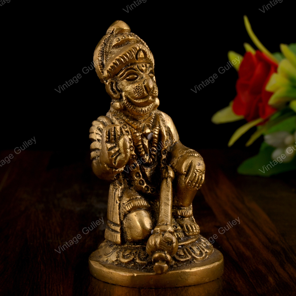 Brass Lord Hanuman Ji Murti Bajrangbali with Gada
