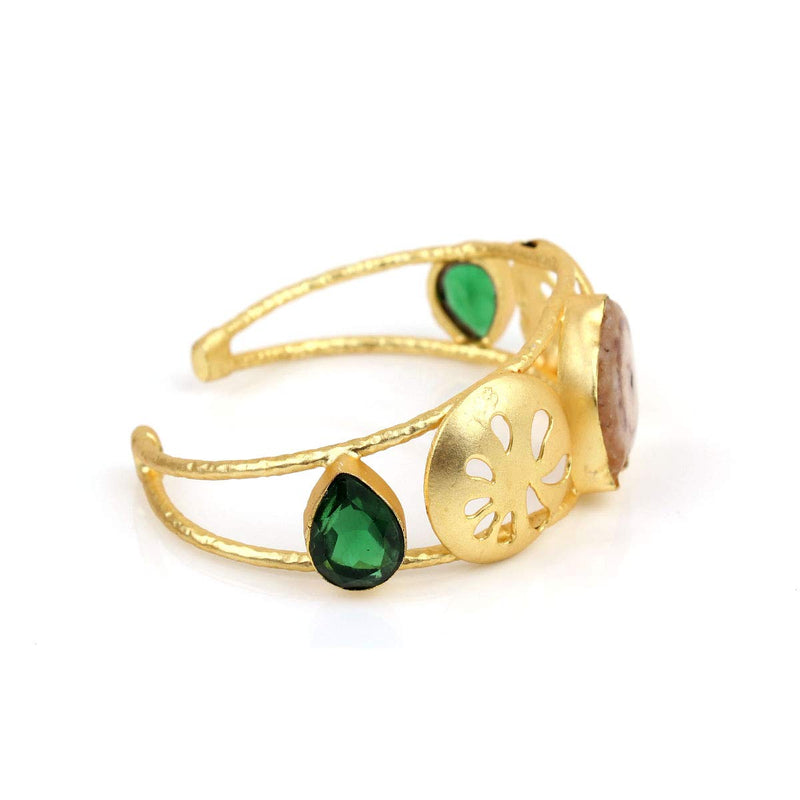 Women's Stone Gold Plated Stone Bracelet Kada for Women - Vintage Gulley