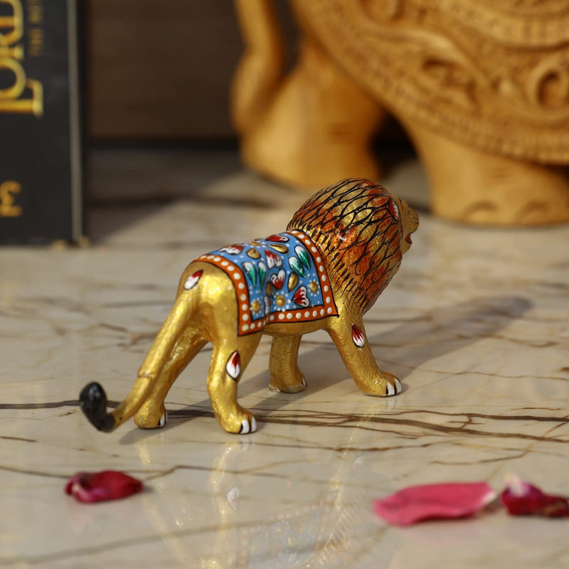 Metal Meenakari Lion - Small - Vintage Gulley