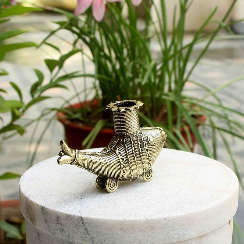 Brass Dhokra Fish Shaped Candle Stand - Vintage Gulley