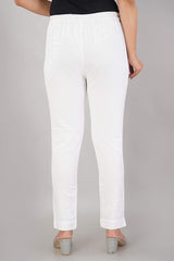 Women's Regular Fit Trousers Pant - White - Vintage Gulley