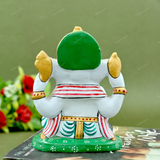 Metal Charbhuja Ganesha Idol Painted - Green