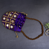 Rajasthani Potli Bag Mirrorwork - Purple