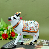 Meenakari Cow Royal White - 4 Inches