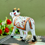 Meenakari Cow Royal White - 4 Inches