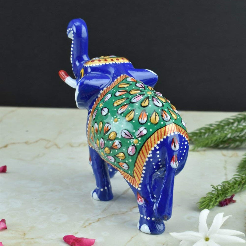Meenakari Royal Blue Elephant - Green - Vintage Gulley