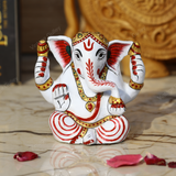 Enameled Metal Sethi Ganesha Idol - Red