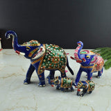 Meenakari Royal Blue Elephant - Set of 4 - Vintage Gulley