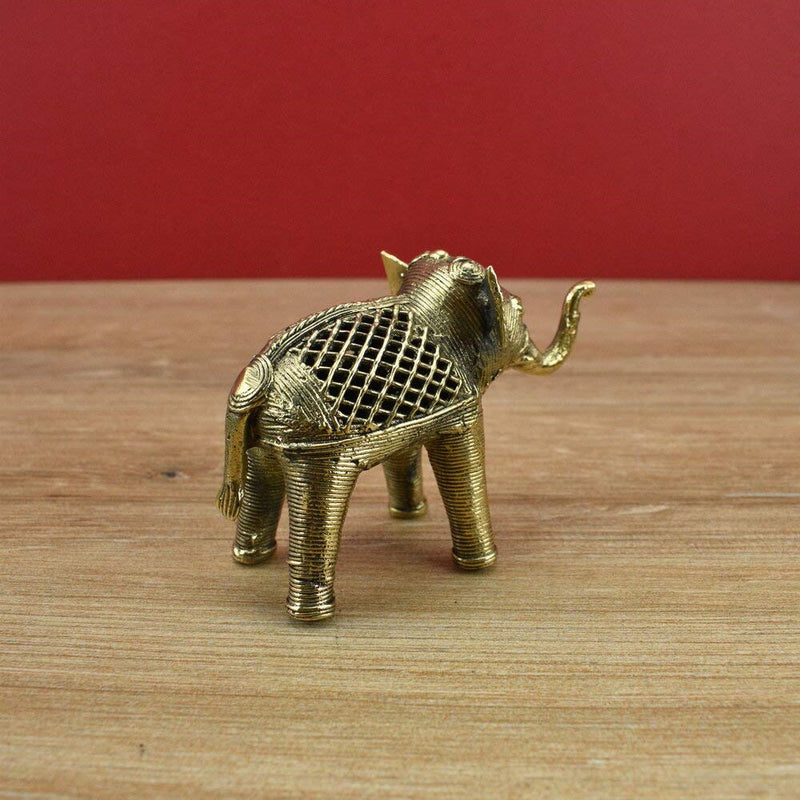 Brass Dhokra Net Elephant - Vintage Gulley