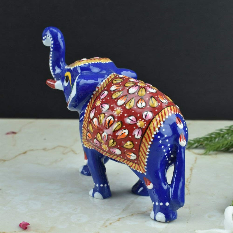 Meenakari Royal Blue-Red Elephant - Vintage Gulley