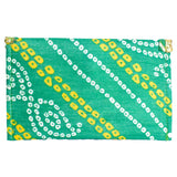 Traditional Rajasthani Gota Fabric Envelope Purse For Women - Green Yellow White - Vintage Gulley