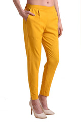 Women's Regular Fit Trousers Pant - Yellow - Vintage Gulley