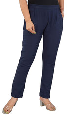 Women's Regular Fit Trousers Pant - Blue - Vintage Gulley