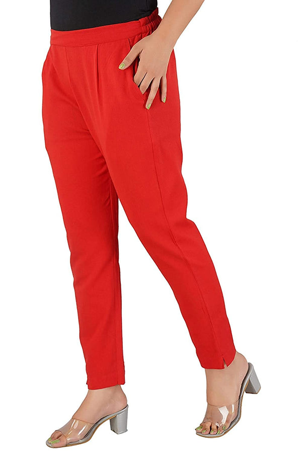 Women's Regular Fit Trousers Pant - Red - Vintage Gulley