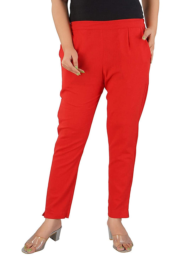 Women's Regular Fit Trousers Pant - Red - Vintage Gulley