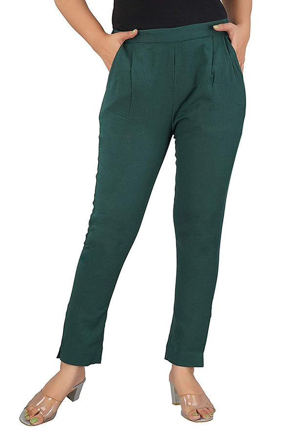 Women's Regular Fit Trousers Pant - Green - Vintage Gulley
