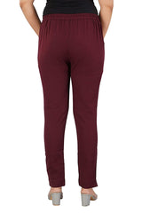 Women's Regular Fit Trousers Pant - Maroon - Vintage Gulley
